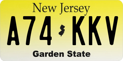 NJ license plate A74KKV
