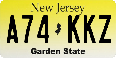 NJ license plate A74KKZ