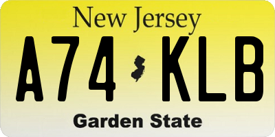 NJ license plate A74KLB