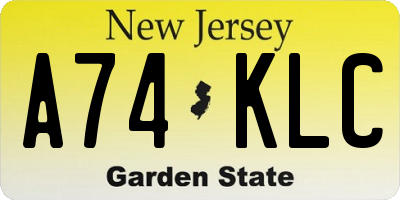 NJ license plate A74KLC