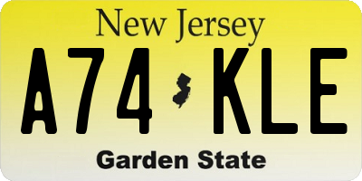 NJ license plate A74KLE