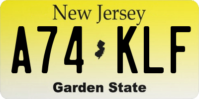 NJ license plate A74KLF