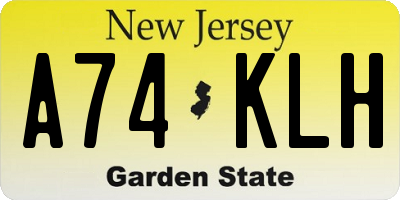 NJ license plate A74KLH