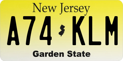 NJ license plate A74KLM