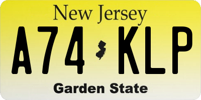 NJ license plate A74KLP