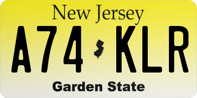 NJ license plate A74KLR