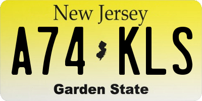 NJ license plate A74KLS