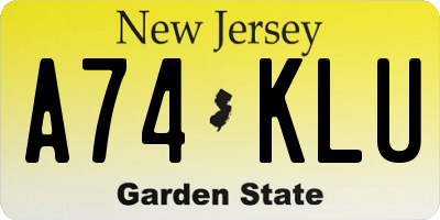 NJ license plate A74KLU