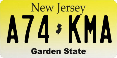 NJ license plate A74KMA