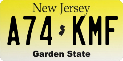 NJ license plate A74KMF