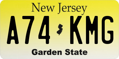 NJ license plate A74KMG