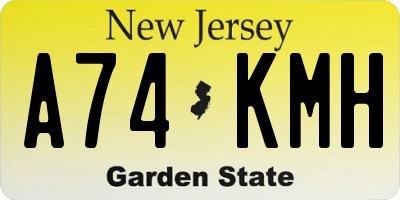 NJ license plate A74KMH