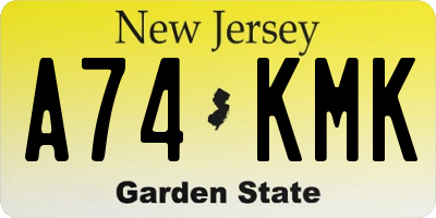 NJ license plate A74KMK