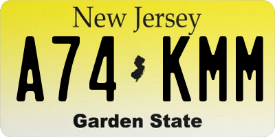 NJ license plate A74KMM