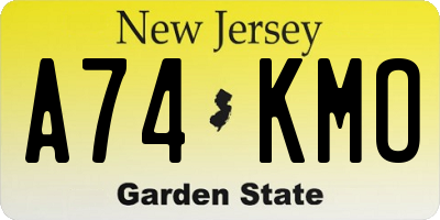 NJ license plate A74KMO