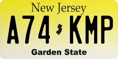 NJ license plate A74KMP