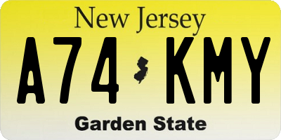 NJ license plate A74KMY