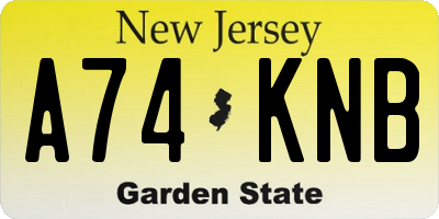 NJ license plate A74KNB
