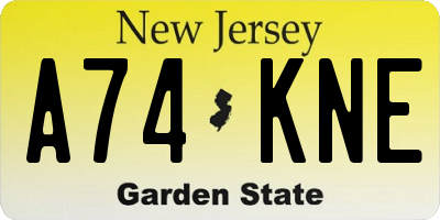 NJ license plate A74KNE