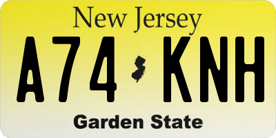 NJ license plate A74KNH