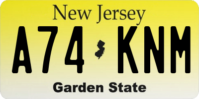 NJ license plate A74KNM