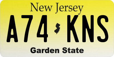NJ license plate A74KNS