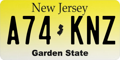NJ license plate A74KNZ