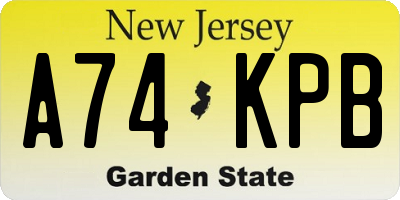 NJ license plate A74KPB