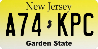 NJ license plate A74KPC