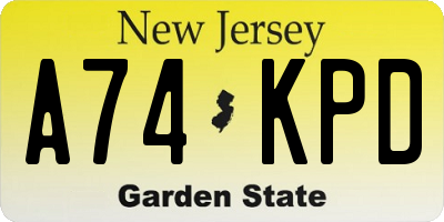 NJ license plate A74KPD