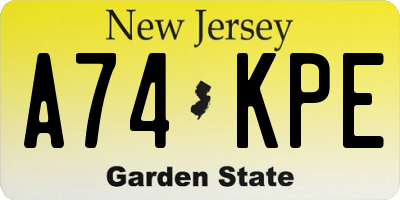 NJ license plate A74KPE