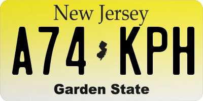 NJ license plate A74KPH