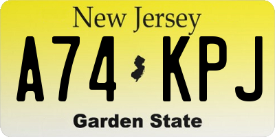 NJ license plate A74KPJ