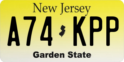 NJ license plate A74KPP