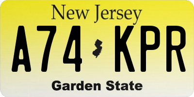 NJ license plate A74KPR