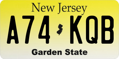 NJ license plate A74KQB