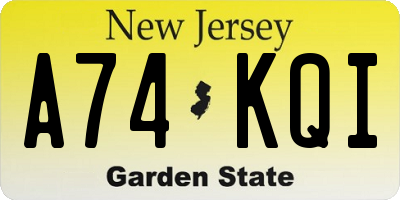 NJ license plate A74KQI