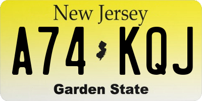 NJ license plate A74KQJ