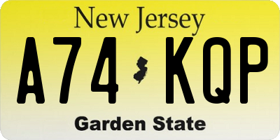 NJ license plate A74KQP
