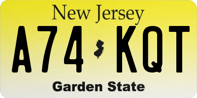 NJ license plate A74KQT