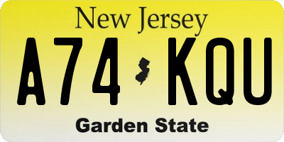 NJ license plate A74KQU
