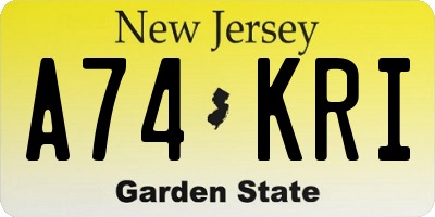 NJ license plate A74KRI