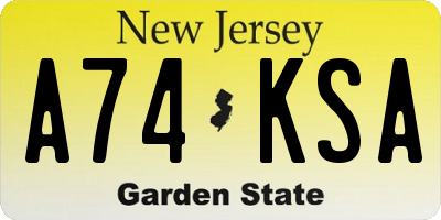 NJ license plate A74KSA