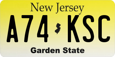 NJ license plate A74KSC