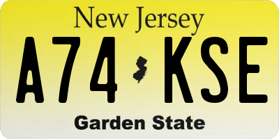 NJ license plate A74KSE