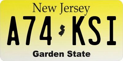 NJ license plate A74KSI