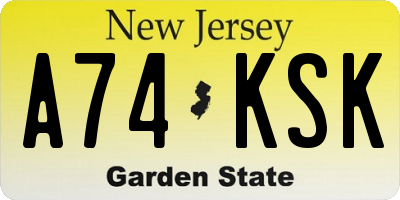 NJ license plate A74KSK