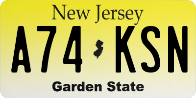 NJ license plate A74KSN