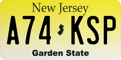 NJ license plate A74KSP