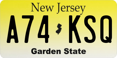 NJ license plate A74KSQ
